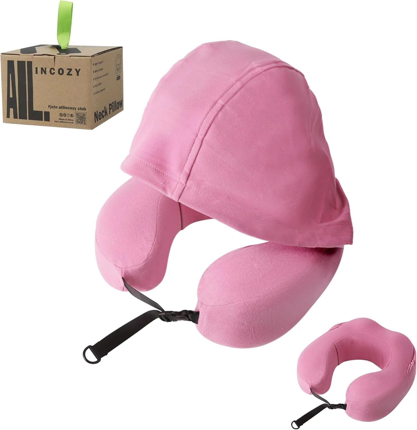 Privacy-Friendly Hooded Travel Pillow for Kids & Adults, Sensory-Friendly, Memory Foam Neck Support for Airplane, Car & Train, Breathable Fabric, Portable, Ultimate Comfort