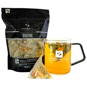 Pure And Easy Tea, Soothe, Cold & Sore Throat Relief Tea, 100% Natural Herbal Blend with Echinacea, Eucalyptus & Ginger, 15 Large BPA-Free Tea Bags, 75g