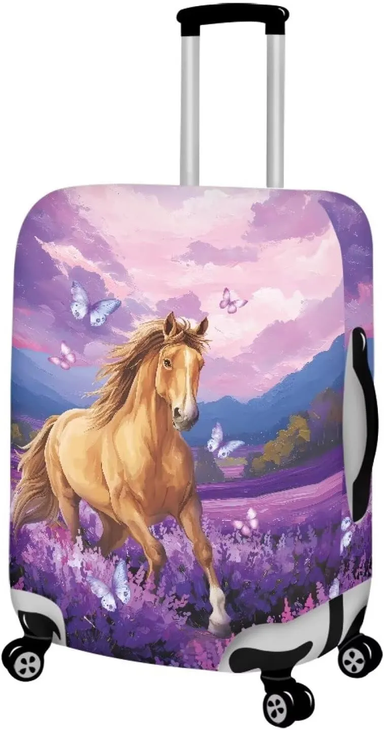 Purple Horse Luggage Cover Anti-Scratch Suitcase Cover Luggage Protective Accessories for Kids & Adults, M (Fit 22-24 Inch Suitcase)