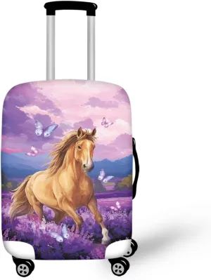 Purple Horse Luggage Cover Anti-Scratch Suitcase Cover Luggage Protective Accessories for Kids & Adults, M (Fit 22-24 Inch Suitcase)