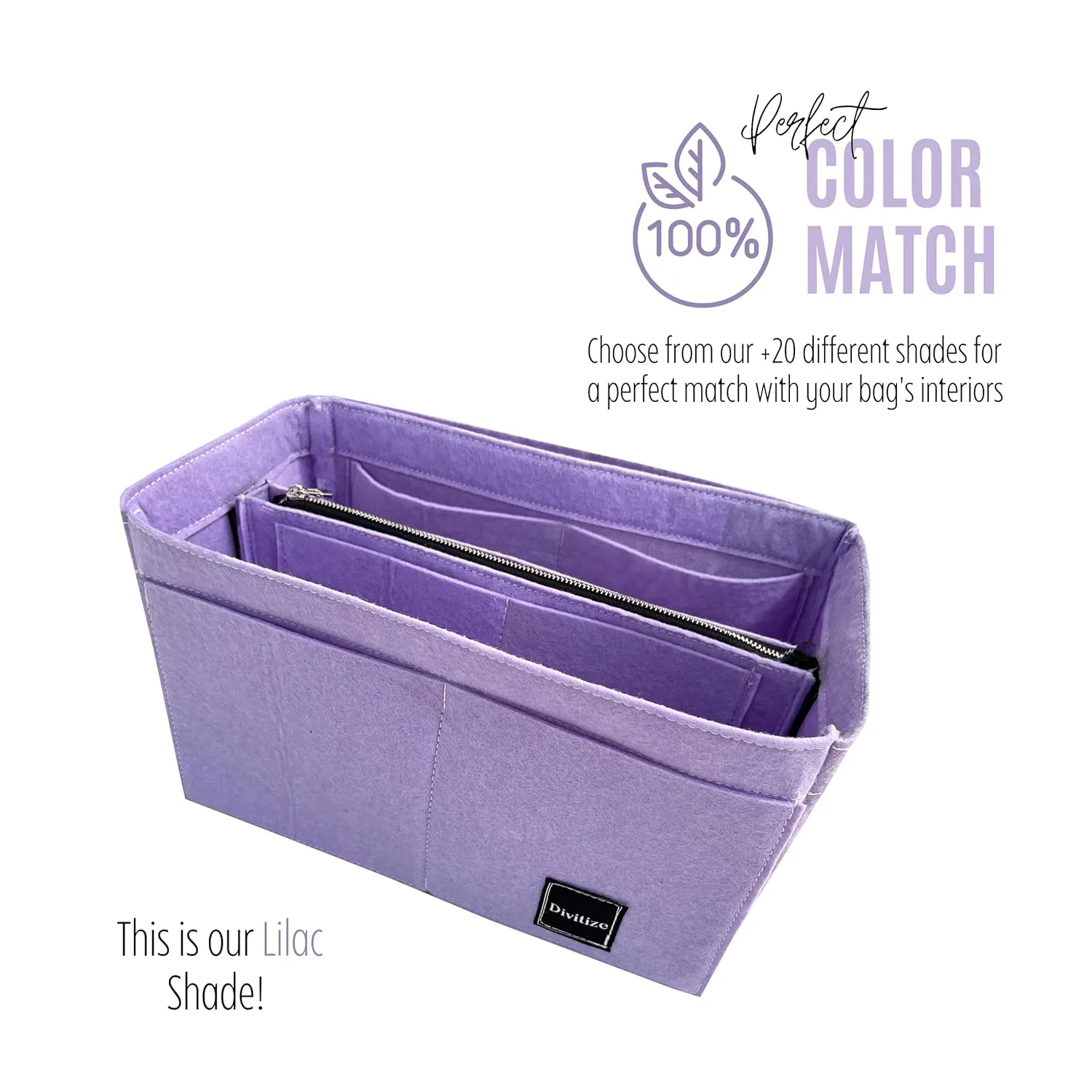 Purse Organizer compatible with Tel*** Bag, Large Organizer Medium Cup Holder, Handmade 2mm Premium Felt Insert with Silver Zipper, Snug Sturdy (For Telfa* Medium Shopping Bag, Lightcoffee)