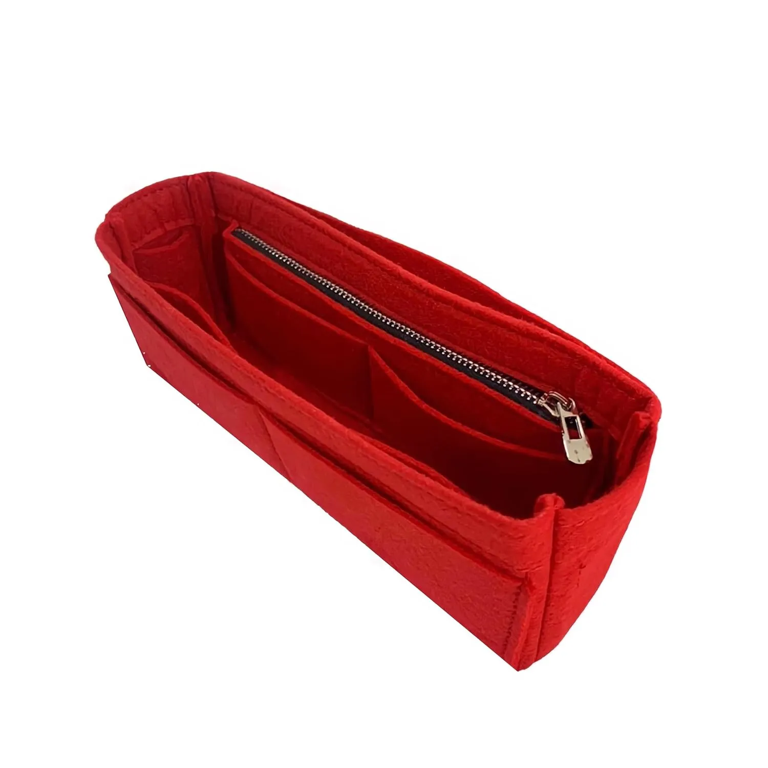 Purse Organizer for Fendi Mama Baguette Bag Organizer, Zucca Mamma Baguette Bag Insert, Handmade Snug Sturdy 2mm Thick Felt Gold Zipper (For Mama Baguette, Tea)