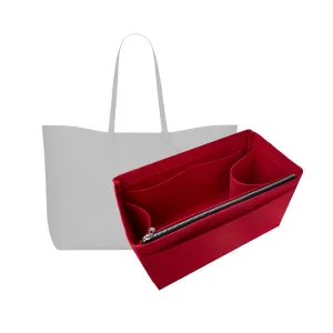Purse Organizer for Laurent East West Shopping Tote Insert, Laurent East West Tote Organizer, Handmade 3mm Premium Felt Snug Sturdy Gold Zipper (For Toy Shopping Bag, Geyser Blue)