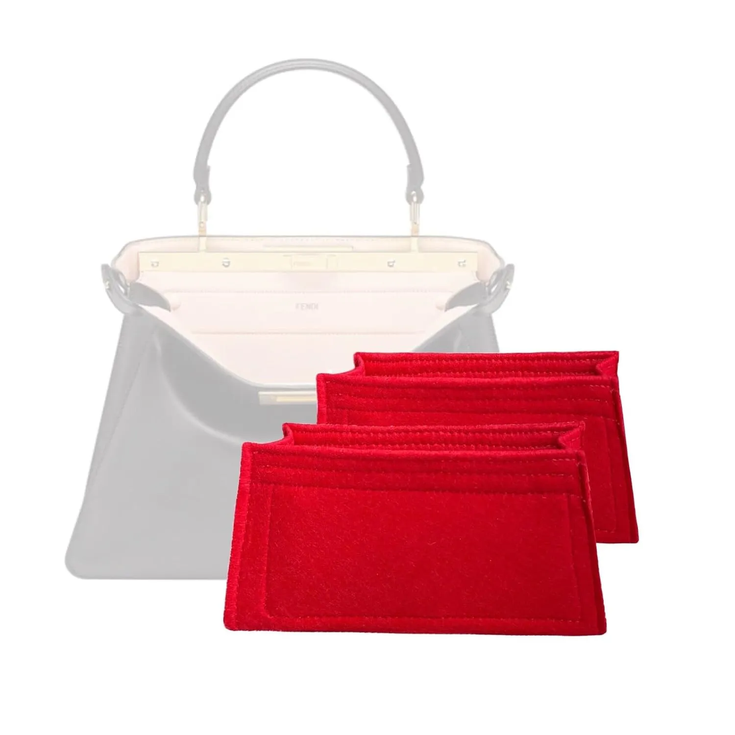 Purse Organizer for Peekaboo Bag Insert, Peekaboo IseeU Bag Organizer, IseeU Peekaboo Medium Insert, 2mm Felt Snug Sturdy Set of 2 (For East-West IseeU, Bubblegum)