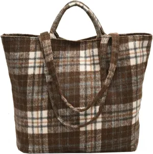 Purses and Handbags for Women Woolen Plaid Fashion Tote Bags Large Crossbody Bag Top Handle Satchel Bags