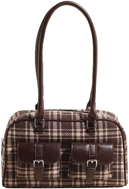 Purses for Women Plaid Purse Trendy Bag Retro Boston Bag Shoulder Bag Going Out Purse Versatile Work Tote Christmas Purse