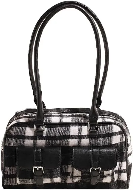 Purses for Women Plaid Purse Trendy Bag Retro Boston Bag Shoulder Bag Going Out Purse Versatile Work Tote Christmas Purse