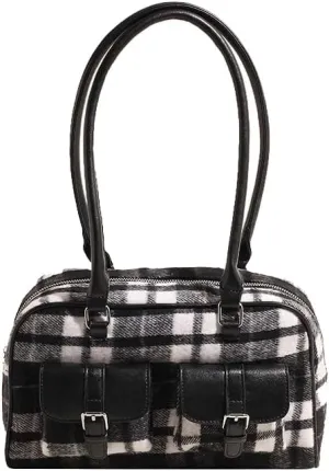 Purses for Women Plaid Purse Trendy Bag Retro Boston Bag Shoulder Bag Going Out Purse Versatile Work Tote Christmas Purse