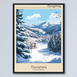 Pyeongchang-Pyeongchang-South Korea, Retro Style Travel Poster, Vintage Rustic Poster Print, Home Office Wall Decoration, South Korea Country Map Poster jrQooV