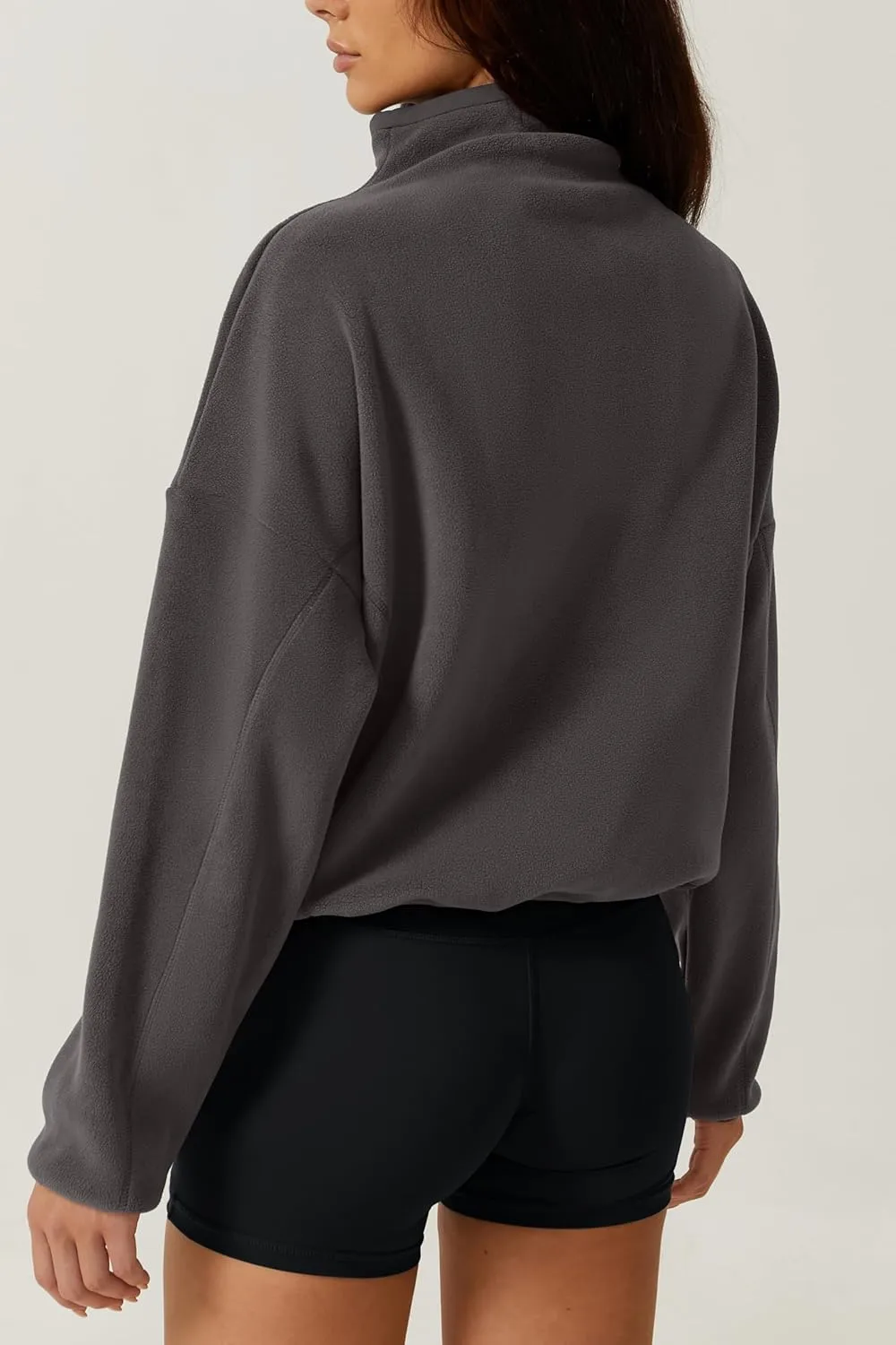 QINSEN Women Half Zip Fleece Sweatshirt Mock Neck Long Sleeve Winter Cozy Sherpa Pullover Sweater Tops