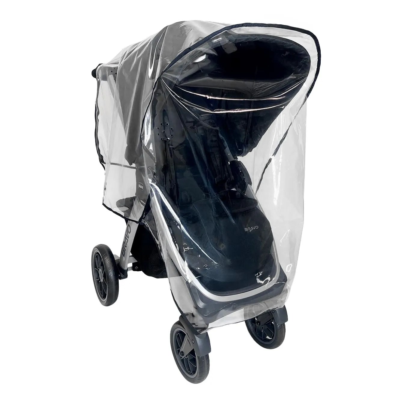 Rain Cover for Chicco Bravo Trio & Primo Travel Systems - SASHA'S Weather Shield - Clear, Ventilation Holes, Maximum Coverage, Made in USA (Stroller & Car seat not Included)