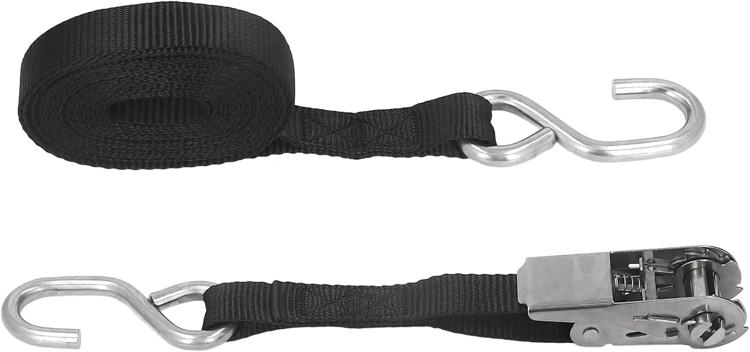 Ratcheting Securing Straps, Ratchet Straps Rust Proof 2PCS Powerful Tension Sturdy Construction High Toughness for Trailer (5m / 16.4ft)