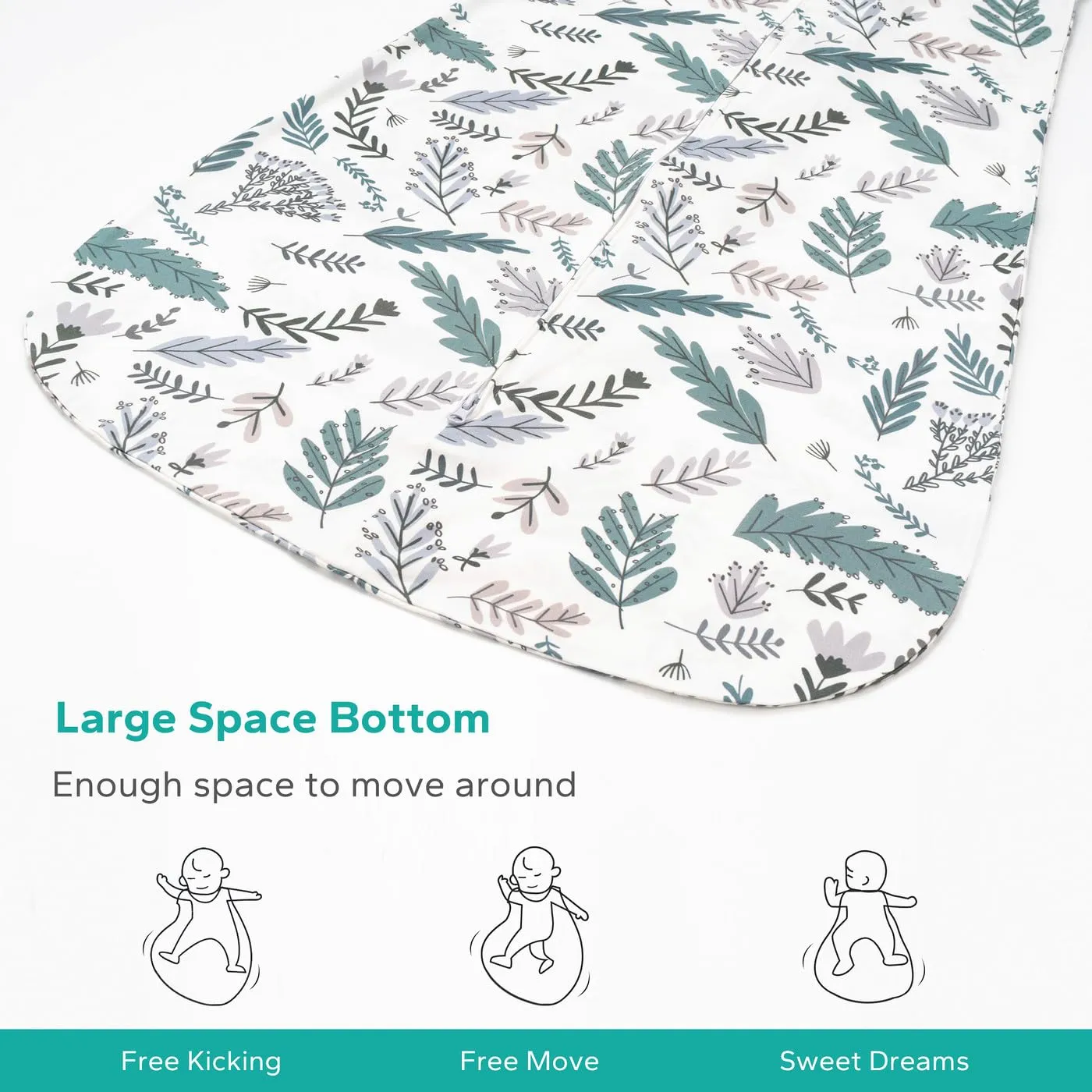 Rayon Made from Bamboo Sleep Sacks, 0.5 TOG Wearable Blanket Baby, Lightweight Stretchy Sleep Sacks 6-12 Months, 2 Pack Infant Sleeping Bags, Green & Leaves