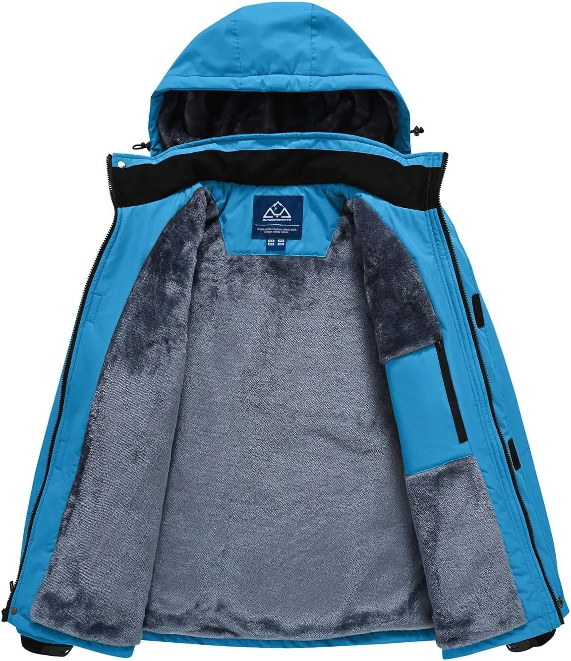 Rdruko Men's Ski Snow Jacket Waterproof Winter Insulated Fleece Hooded Outdoor Mountain Coat