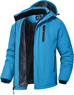 Rdruko Men's Ski Snow Jacket Waterproof Winter Insulated Fleece Hooded Outdoor Mountain Coat