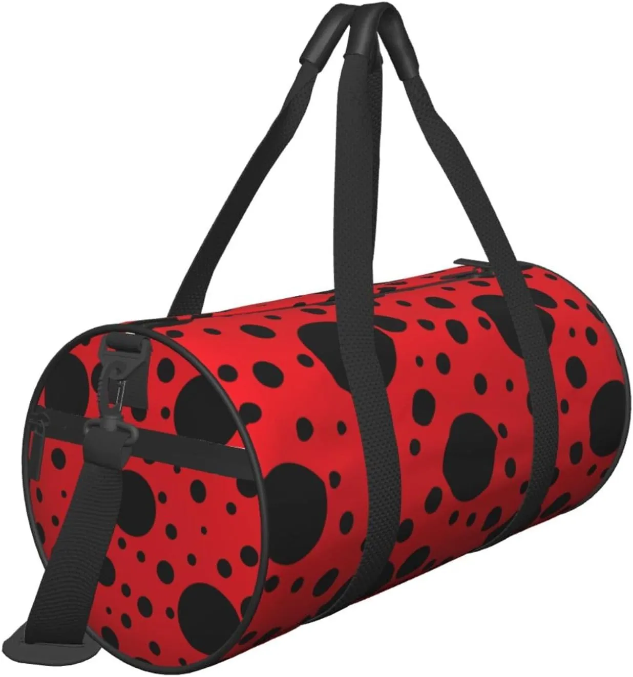 Red Black Polka Dot Ladybug Funny Cute Foldable Duffle for Women - Workout Bag for Gym Men - Boy Gym - Girls Small Weekender Duffel - Packable Luggage for Travel Sports