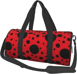 Red Black Polka Dot Ladybug Funny Cute Foldable Duffle for Women - Workout Bag for Gym Men - Boy Gym - Girls Small Weekender Duffel - Packable Luggage for Travel Sports