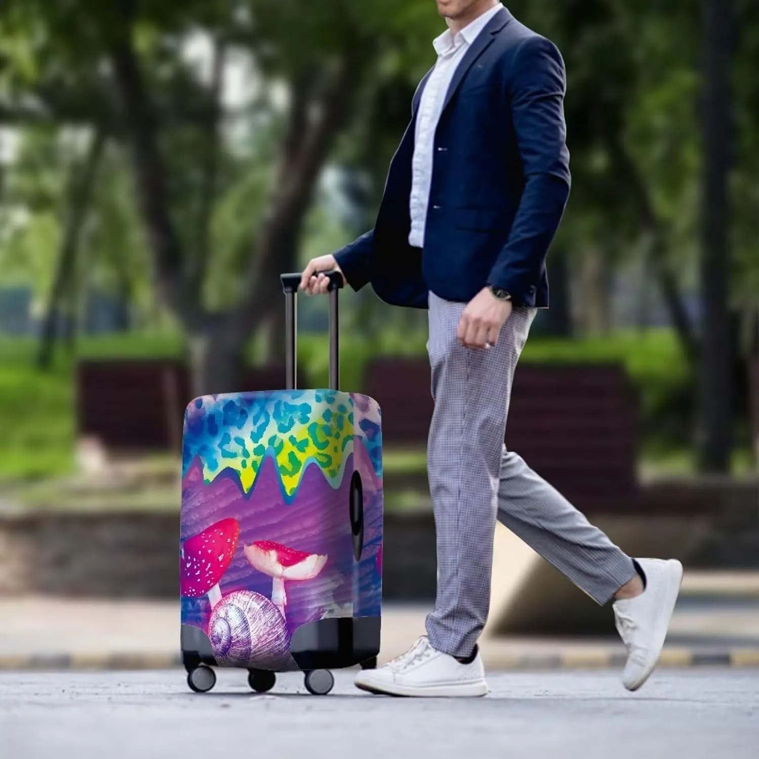 Red Mushroom And Snail Suitcase Cover Protectors 18/24/28/32 Inch Luggage Cover for Wheeled Suitcase Travel Elastic Suitcase Protector Custom Suitcase Cover Duffle Bag Covers Protector-M