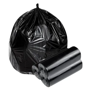 Restaurantware RW Clean 45 Gallon Trash Bags 100 Light-Duty Garbage Can Liners - Fits 40-45 Gallon Trash Cans Stretchable Black Plastic Bin Liners With Star Seal Bottom