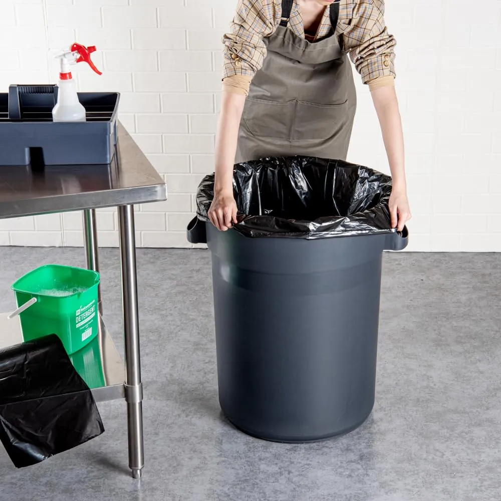Restaurantware RW Clean 45 Gallon Trash Bags 100 Light-Duty Garbage Can Liners - Fits 40-45 Gallon Trash Cans Stretchable Black Plastic Bin Liners With Star Seal Bottom
