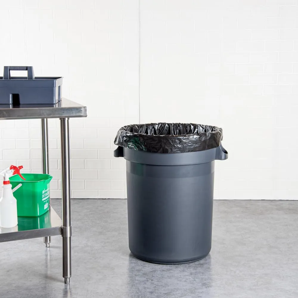 Restaurantware RW Clean 45 Gallon Trash Bags 100 Light-Duty Garbage Can Liners - Fits 40-45 Gallon Trash Cans Stretchable Black Plastic Bin Liners With Star Seal Bottom
