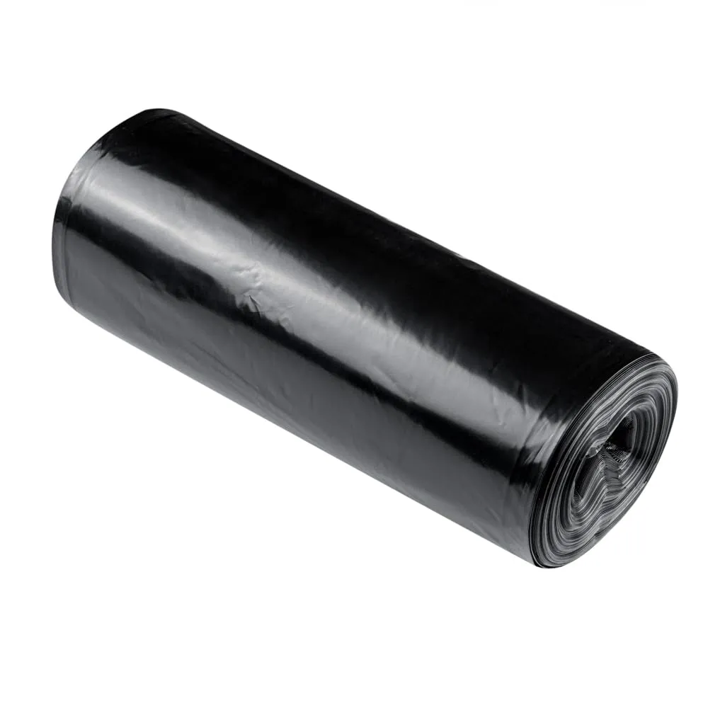 Restaurantware RW Clean 45 Gallon Trash Bags 100 Light-Duty Garbage Can Liners - Fits 40-45 Gallon Trash Cans Stretchable Black Plastic Bin Liners With Star Seal Bottom