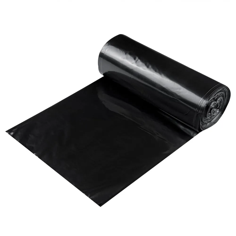 Restaurantware RW Clean 45 Gallon Trash Bags 100 Light-Duty Garbage Can Liners - Fits 40-45 Gallon Trash Cans Stretchable Black Plastic Bin Liners With Star Seal Bottom