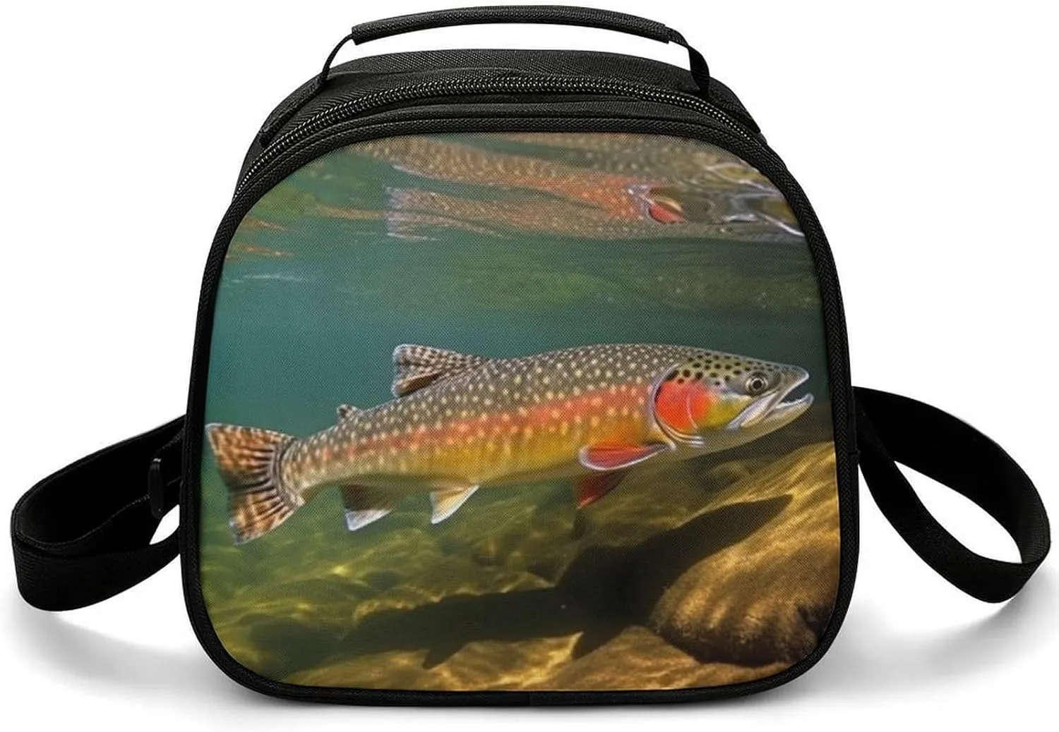 Reusable Lunch Bag for Women Lunch Tote Bags Insulated Lunch Box for Men Lunchbox Brook Trout Fly Fishing Lunch Cooler Bag Leakproof Lunch Container for Work Picnic Travel