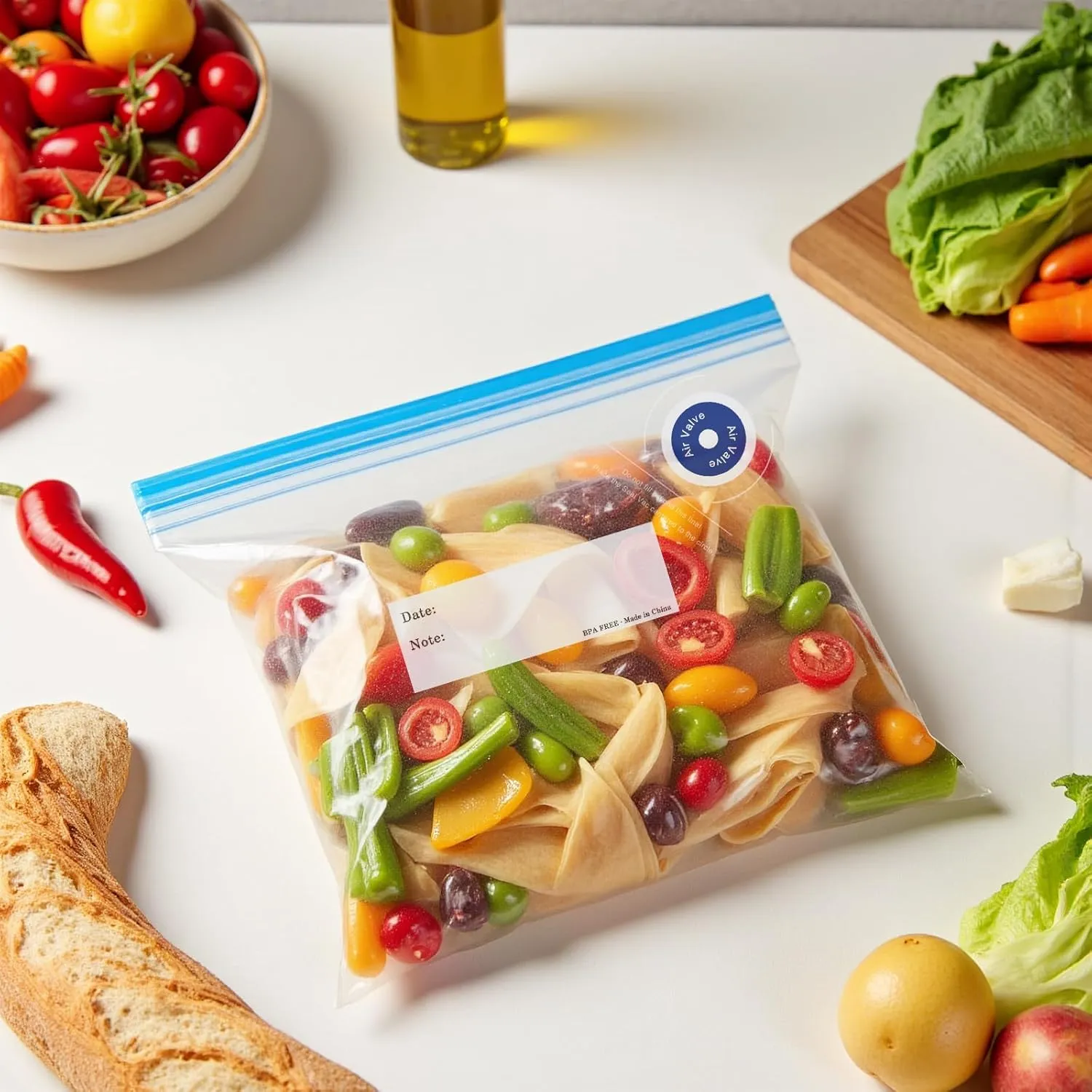 Reusable Sous Vide Bags 43Pcs BPA-Free, 4.3L Vacuum Sealer Bags for Cooking & Microwave, 35 Zipper Bags, 3 Seal Clips ＆ 5 Cooking Clips, Heat-Resistant & Leakproof (12x13.5in)