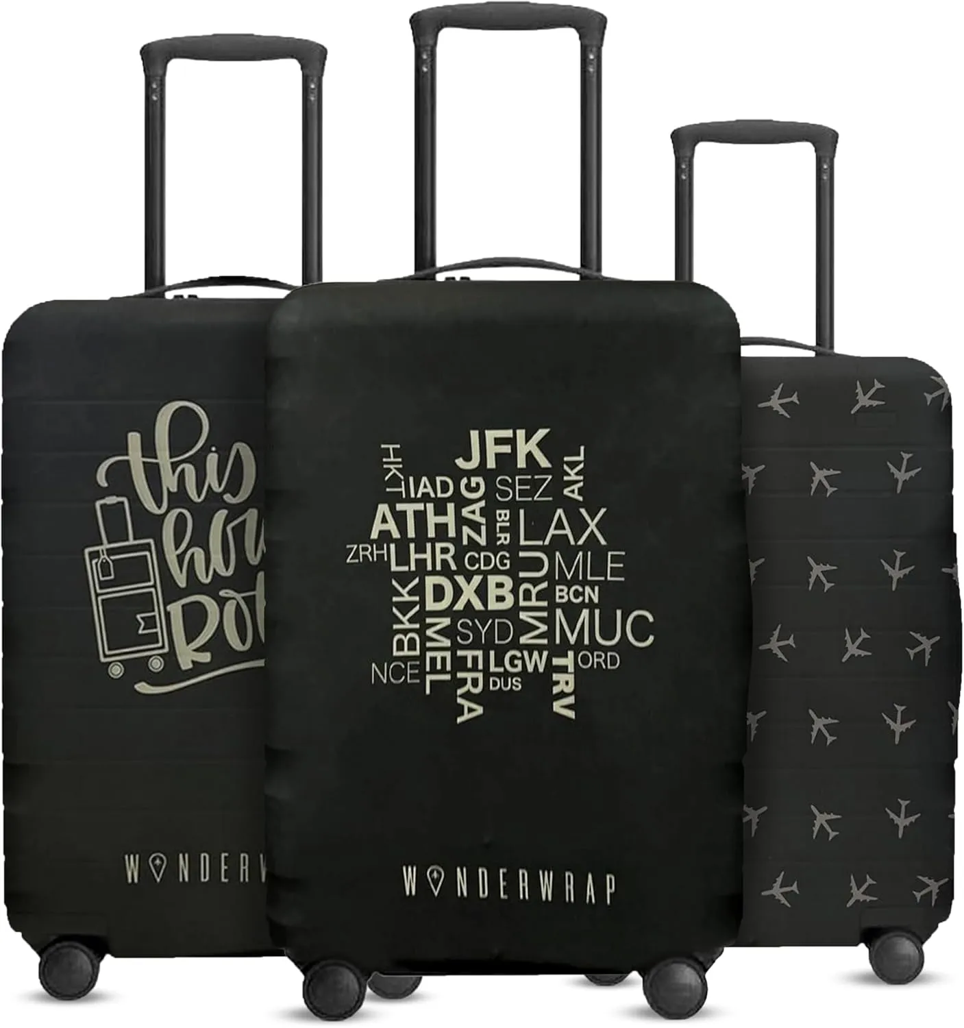 Reversible Luggage Covers & Protectors - Versatile & Washable Luggage & Suitcase Covers | Anti-Scratch Suitcase Cover for Travel (Black City Codes, Medium 58-63 x 38-42 x 23-27cm)