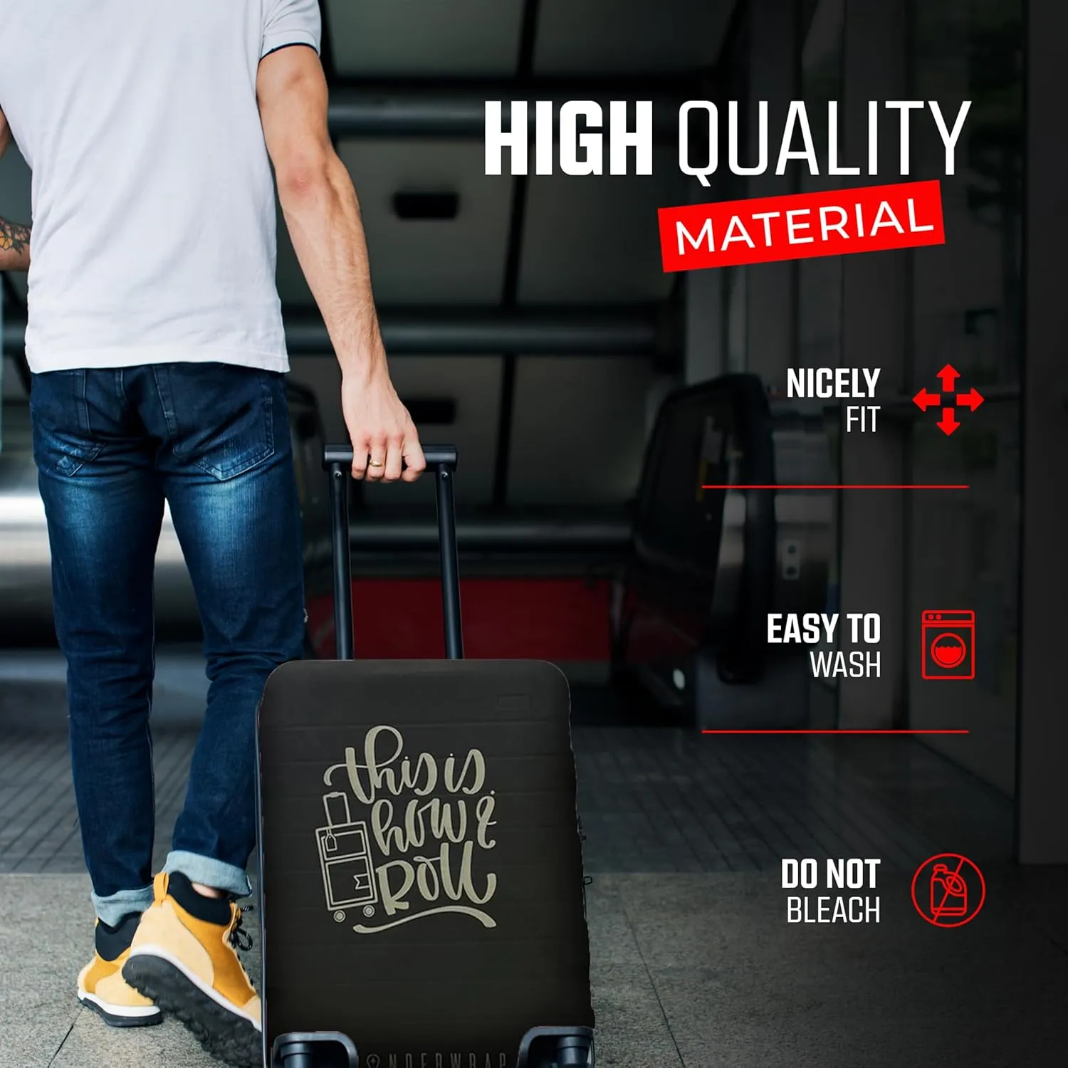 Reversible Luggage Covers & Protectors - Versatile & Washable Luggage & Suitcase Covers | Anti-Scratch Suitcase Cover for Travel (Black City Codes, Medium 58-63 x 38-42 x 23-27cm)