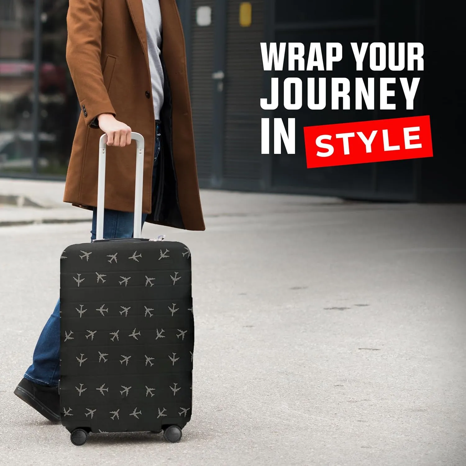 Reversible Luggage Covers & Protectors - Versatile & Washable Luggage & Suitcase Covers | Anti-Scratch Suitcase Cover for Travel (Black City Codes, Medium 58-63 x 38-42 x 23-27cm)