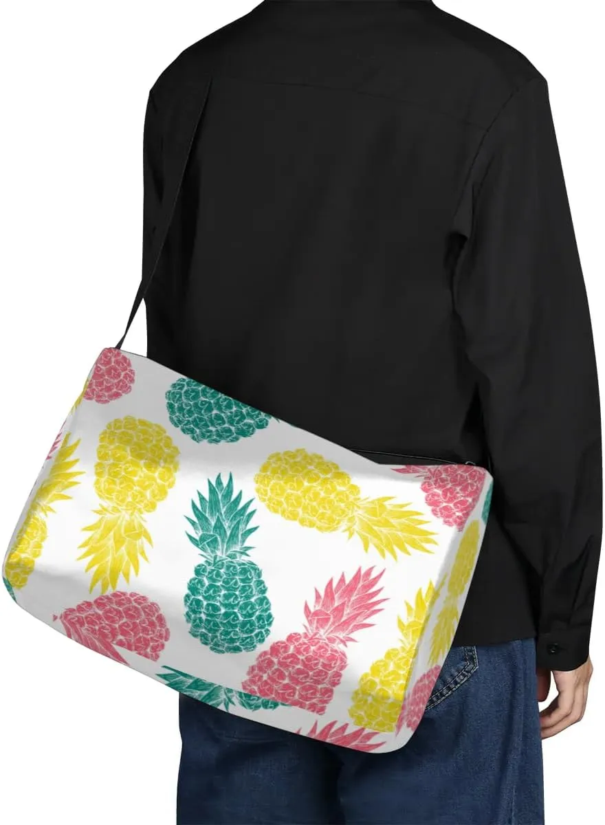 Rich Pineapple Print Small Gym Bag for Men Women Workout Sport Duffle Bag Waterproof Weekender Overnight Bag Lightweight Carry on Tote Bag Crossbody Shoulder Travel Bag for Swim Yoge Dance