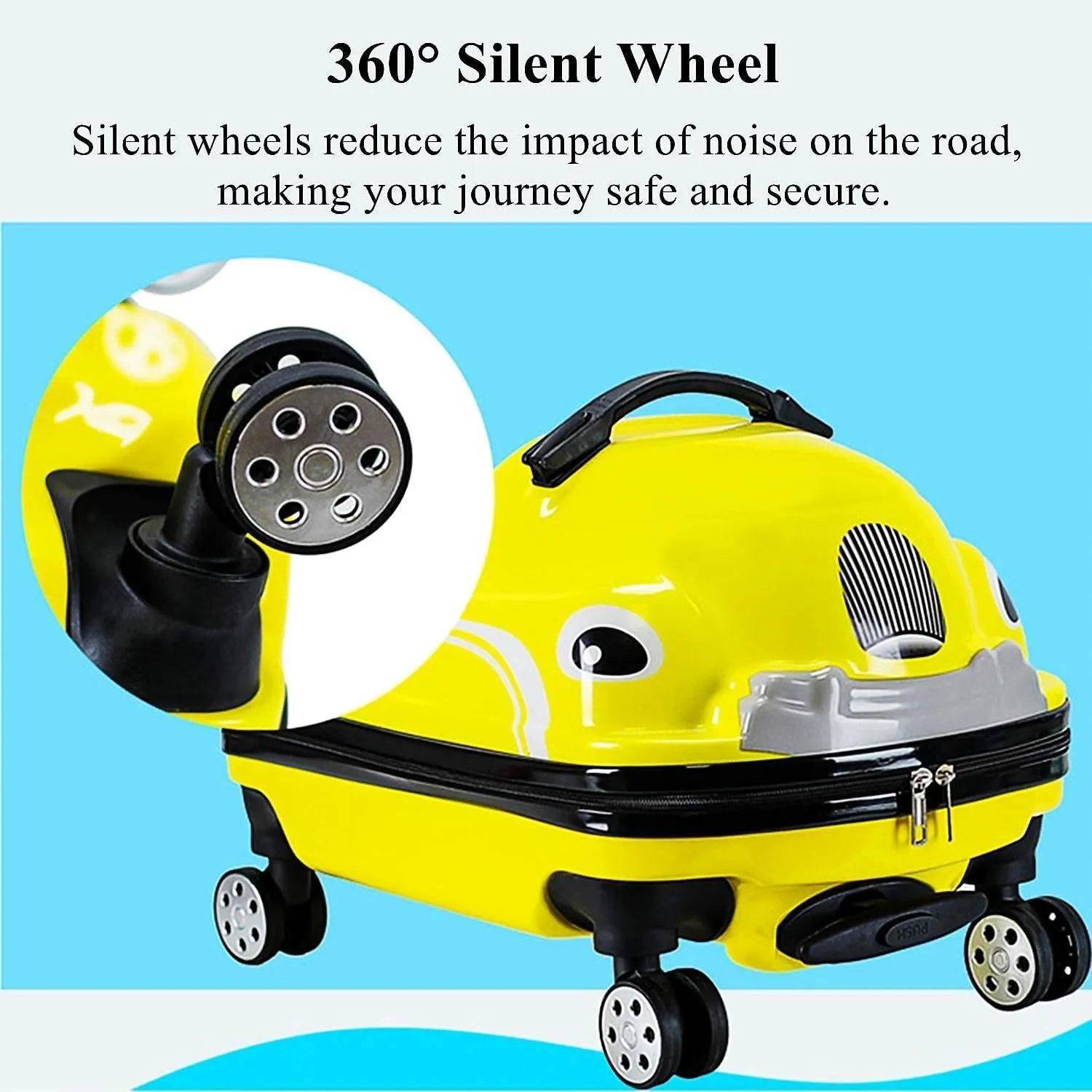 Ride-On Kids Suitcase, 2-in-1 Trolley Case & Pushbike, Carry-On Cute Bag w/360° Wheels, Tow-Along Kids Luggage,Help Your Child Relax & Sleep on the Plane(Red)