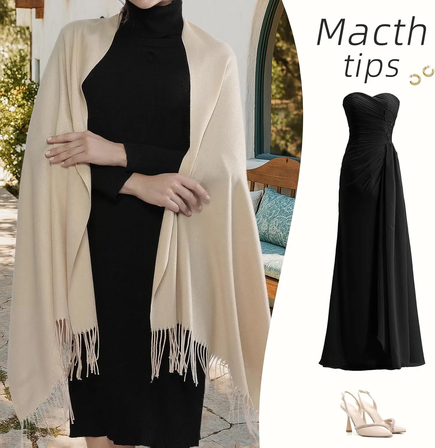 RIIQIICHY Women's Scarf Pashmina Shawls and Wraps for Evening Dress Bridesmaid Wedding Bridal Winter Warm Long Large Scarves