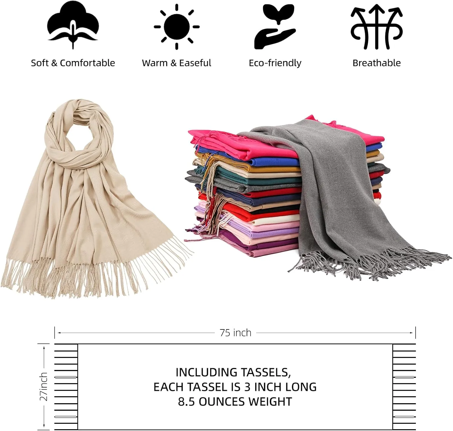 RIIQIICHY Women's Scarf Pashmina Shawls and Wraps for Evening Dress Bridesmaid Wedding Bridal Winter Warm Long Large Scarves