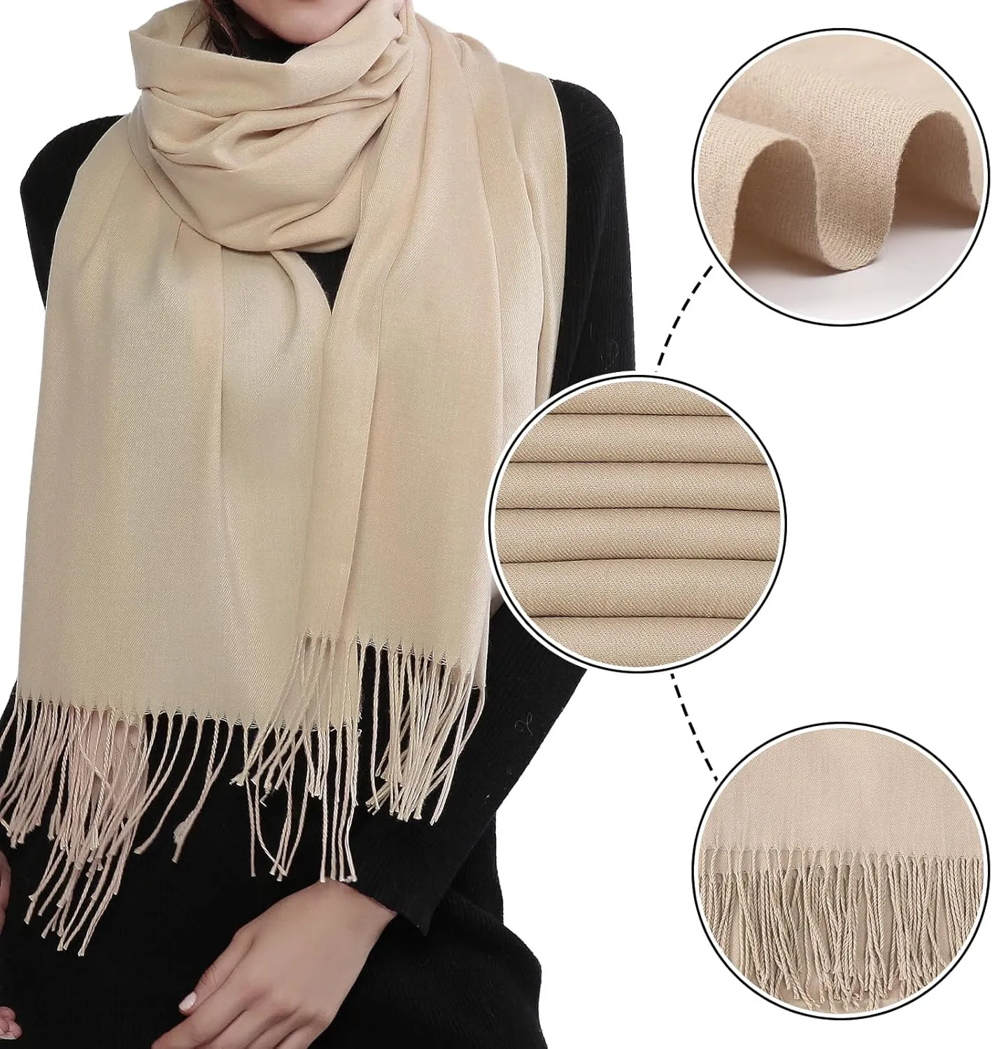 RIIQIICHY Women's Scarf Pashmina Shawls and Wraps for Evening Dress Bridesmaid Wedding Bridal Winter Warm Long Large Scarves