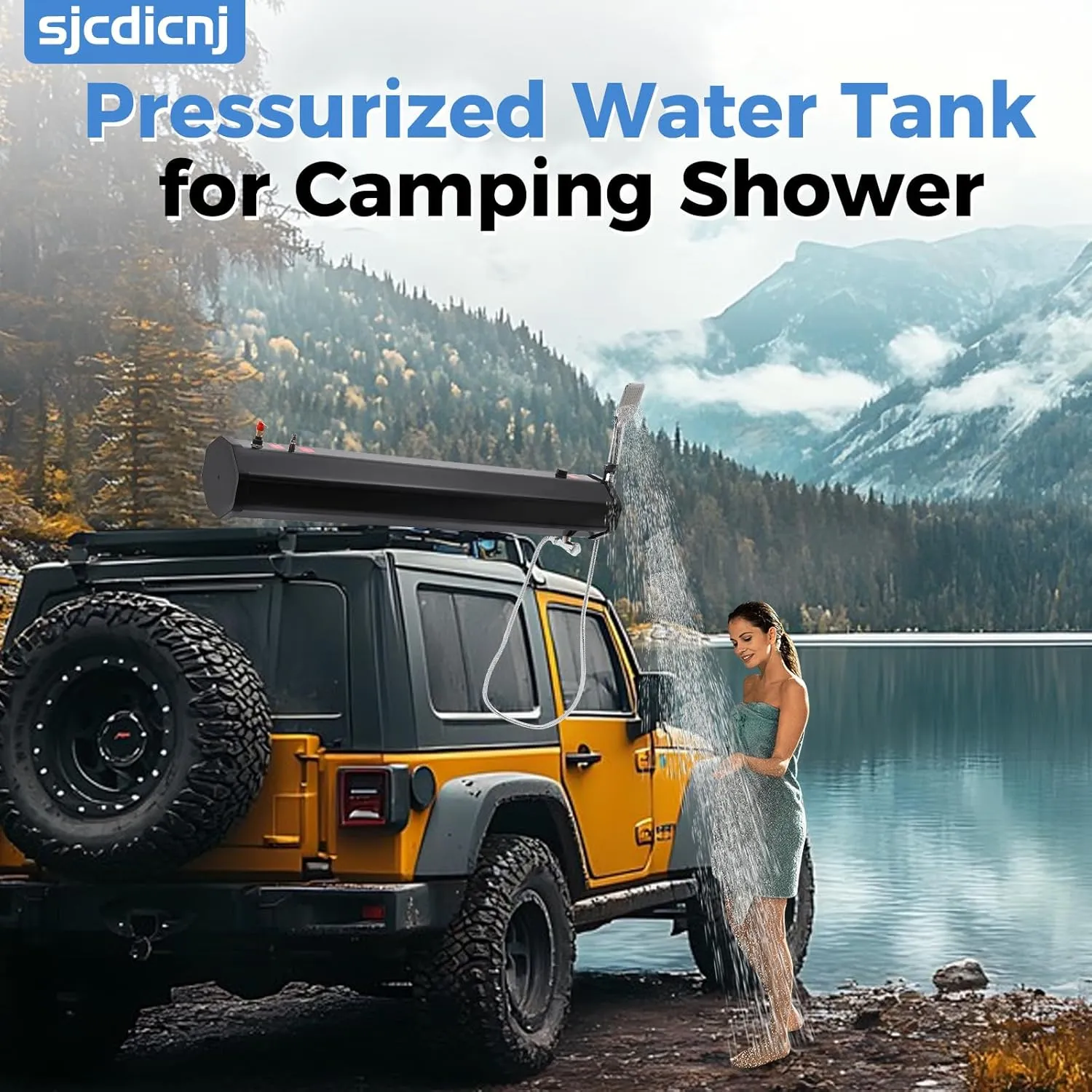 Road Camping Shower Pressurized Water Tank, Portable Camping Showerhead Handheld with Storage Bag Device for Overlanding, Water Store, Outdoors Activities Compatible
