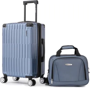 Rockland Hardside Spinner Wheel Carry On with Tote Luggage Set, Blue
