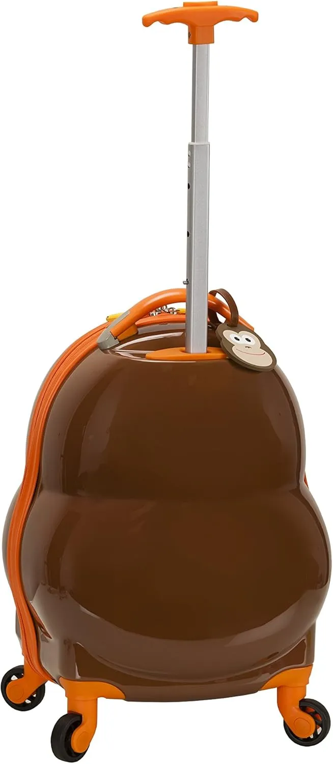 Rockland Jr. Kids' My First Hardside Spinner Luggage, Telescoping Handles, Light and Dark Brown, Black and White, Carry-On 19-Inch