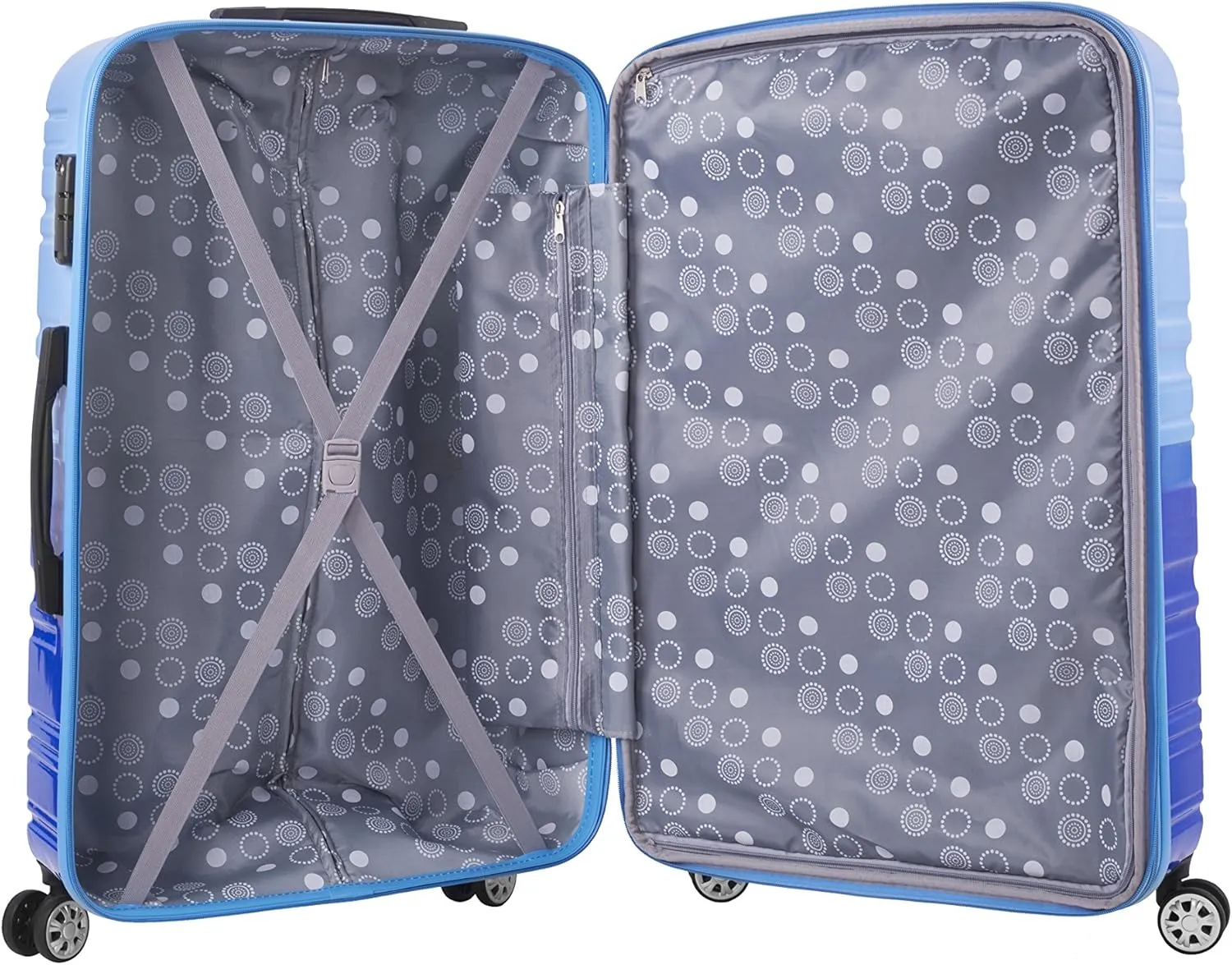 Rockland Melbourne Hardside Expandable Luggage with Spinner Wheels, 2TONEBLUE, 2 Piece (20/28)