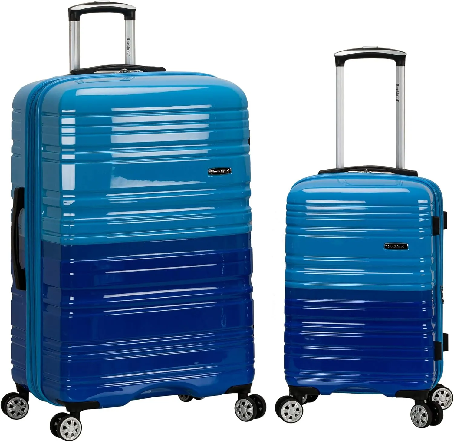Rockland Melbourne Hardside Expandable Luggage with Spinner Wheels, 2TONEBLUE, 2 Piece (20/28)