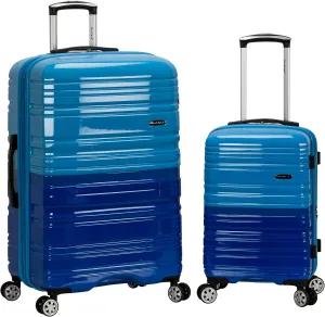 Rockland Melbourne Hardside Expandable Luggage with Spinner Wheels, 2TONEBLUE, 2 Piece (20/28)
