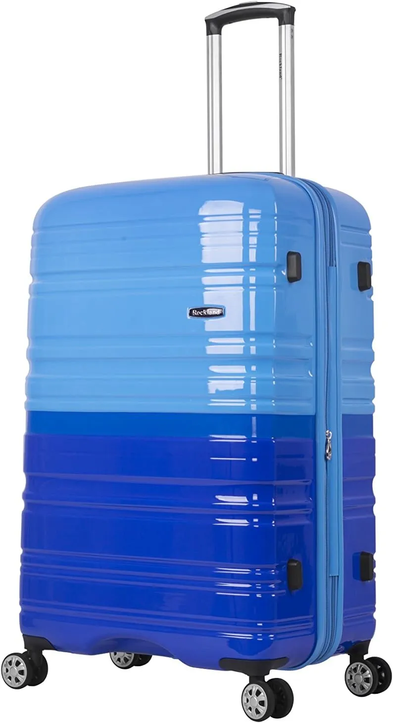 Rockland Melbourne Hardside Expandable Luggage with Spinner Wheels, 2TONEBLUE, 2 Piece (20/28)