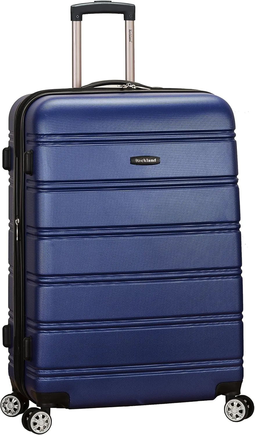 Rockland Melbourne Hardside Expandable Luggage with Spinner Wheels, Blue, Checked Large 28"