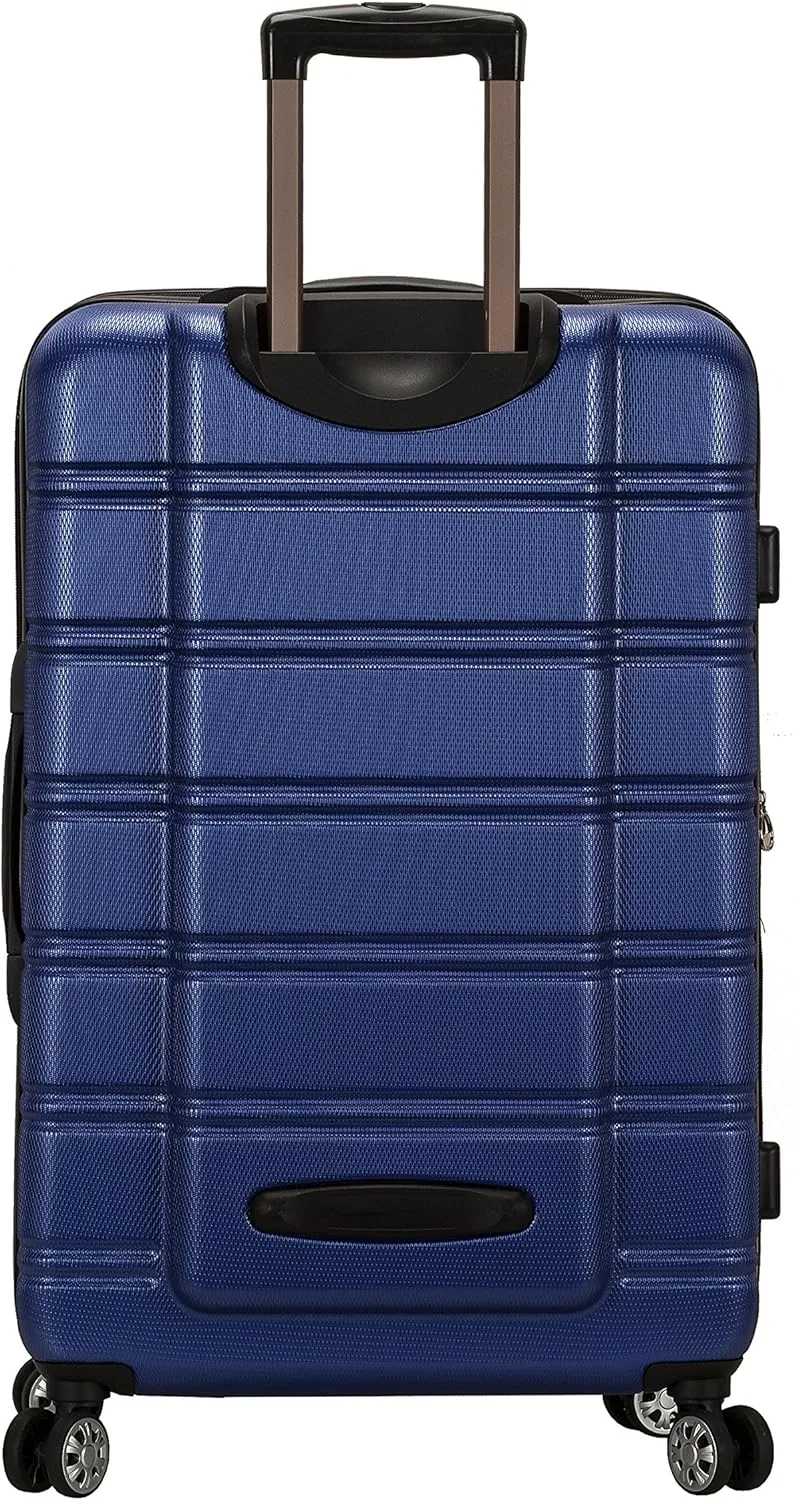 Rockland Melbourne Hardside Expandable Luggage with Spinner Wheels, Blue, Checked Large 28"
