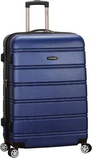 Rockland Melbourne Hardside Expandable Luggage with Spinner Wheels, Blue, Checked Large 28"