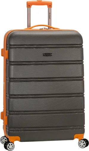 Rockland Melbourne Hardside Expandable Luggage with Spinner Wheels, Charcoal, Checked Large 28"