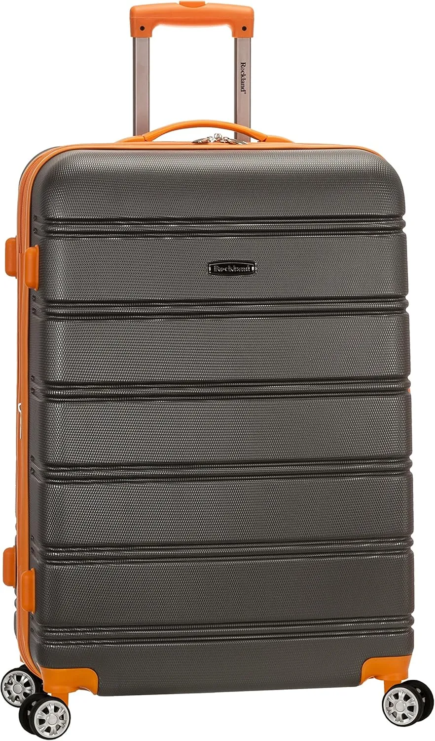 Rockland Melbourne Hardside Expandable Luggage with Spinner Wheels, Charcoal, Checked Large 28"