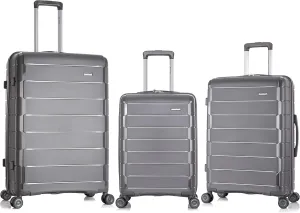 Rockland Vienna Hardside Luggage with Spinner Wheels, Grey, 3-Piece Set (20/24/28)